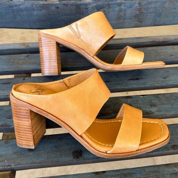 Söfft Sheila Women’s Slide Sandal Size 11M Caramel Leather Comfort Stacked Heel - Picture 5 of 10